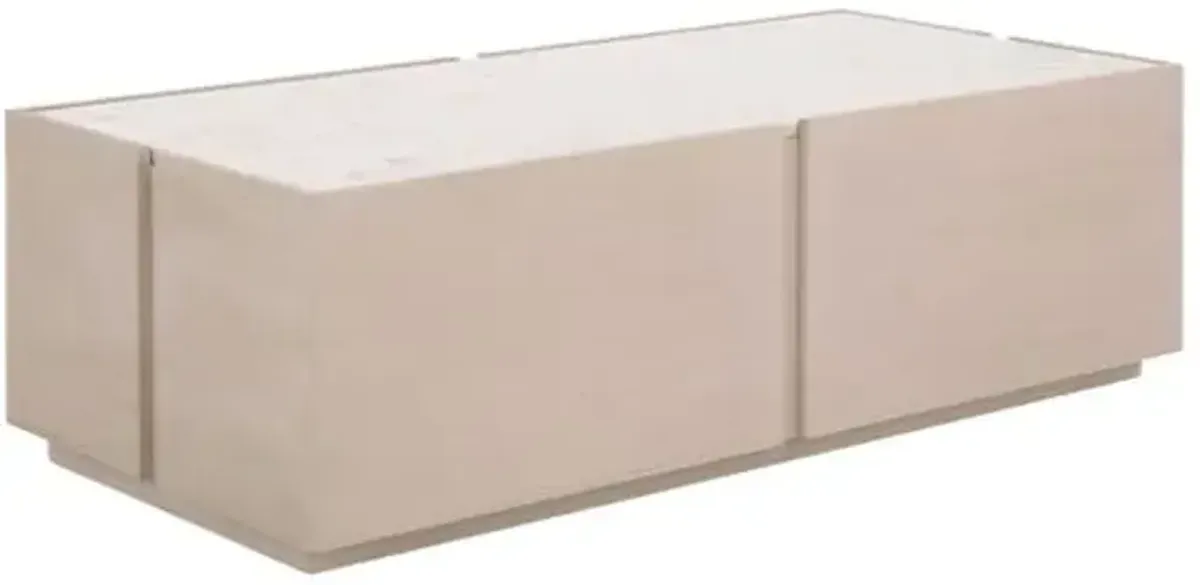 Sylren Marble Top Rectangle Coffee Table - Sand/White - Brown