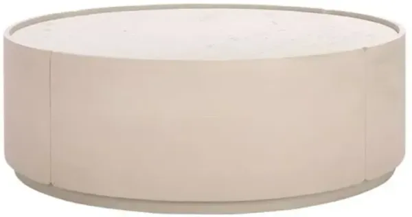 Sylren Marble Round Coffee Table - Sand/White - Brown