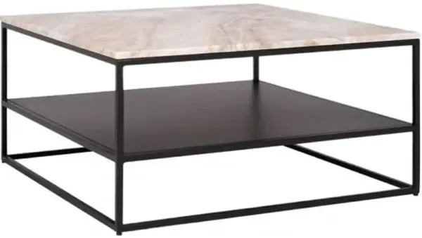 Talorin Marble Top Coffee Table - Light Brown/Black