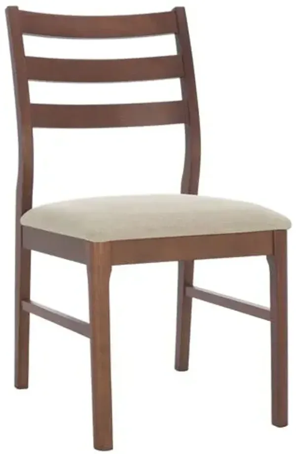 Set of 2 Valenor Ladder Back Performance Linen Dining Chairs - Beige