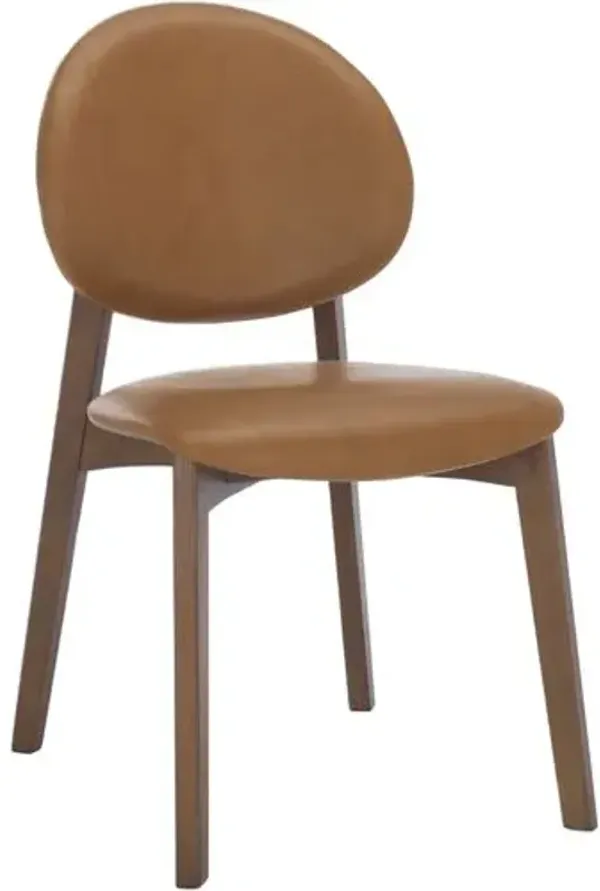 Set of 2 Valith Vegan Leather Dining Chairs - Walnut/Brown