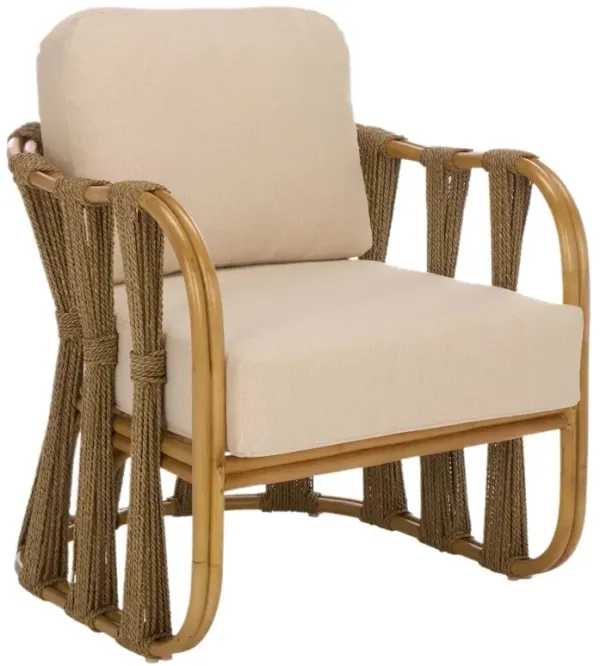 Vion Performance Linen & Seagrass Accent Chair, Walnut/White