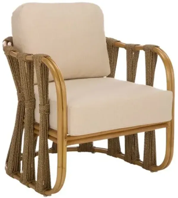 Vion Performance Linen & Seagrass Accent Chair - Walnut/White - Brown, Comfortable, Durable