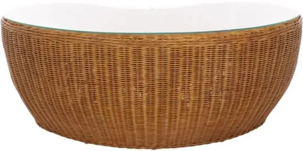 Xavira Cruved Rattan Coffee Table - Natural - Brown
