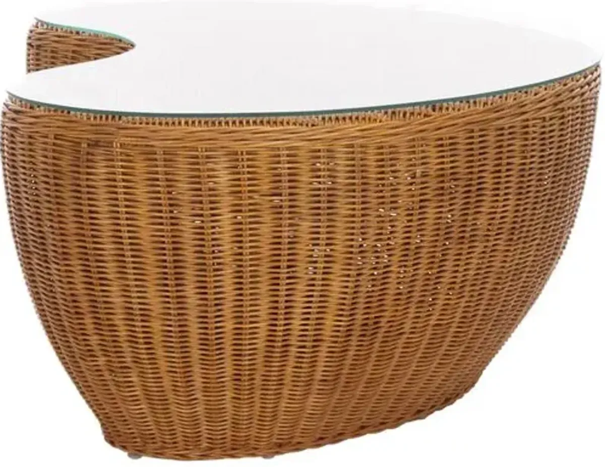 Xavira Cruved Rattan Coffee Table - Natural - Brown