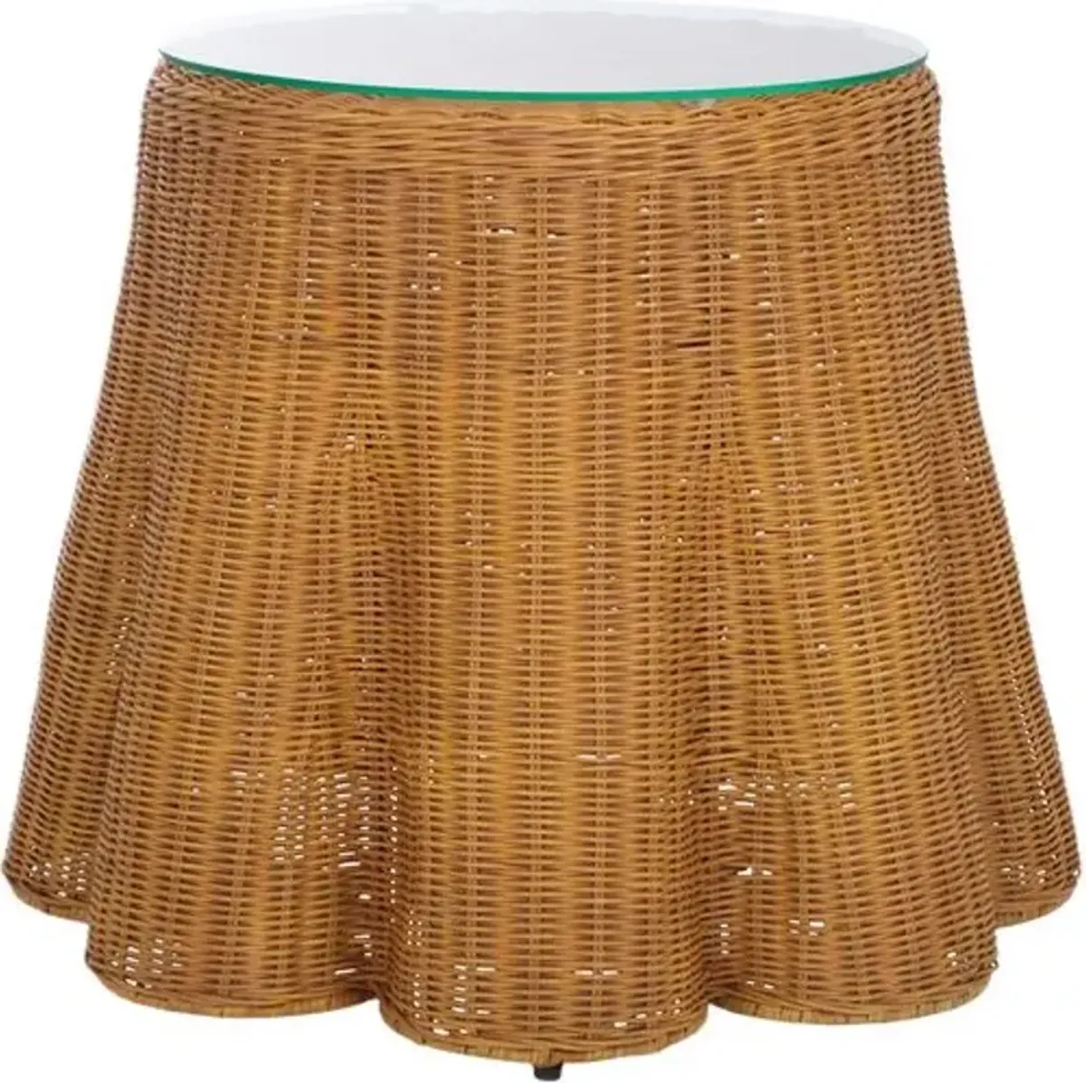 Xavira Scallop Round Rattan Accent Table - Natural - Brown - 20.5Hx26Wx26D in