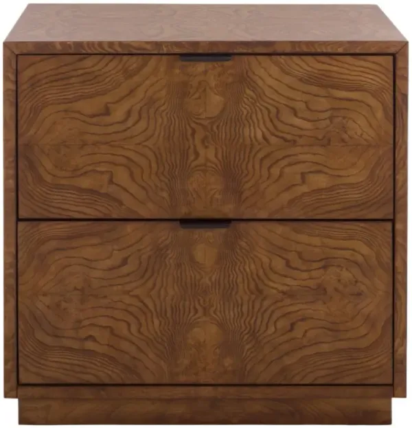 Zevar Burl 2-Drawer Nightstand, Walnut