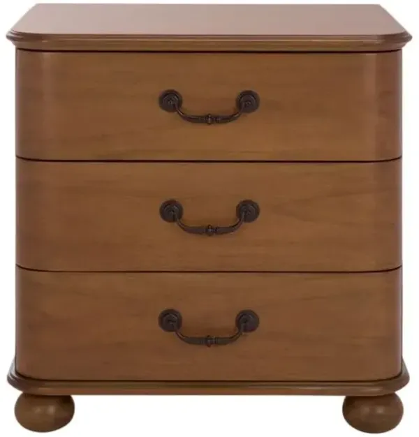 Zythera Mahogany 3-Drawer Nightstand - Walnut/Black