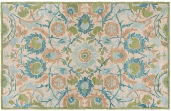 Bobbi Hand Tufted Rug, Ivory/Green