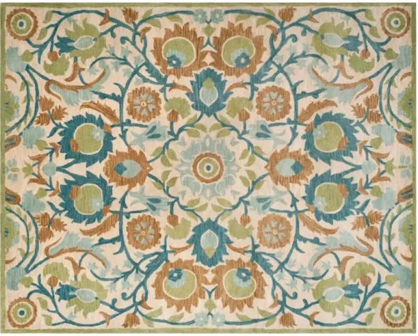 Bobbi Hand Tufted Rug, Ivory/Green