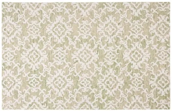 Calvin Hand Tufted Rug, Light Green/Ivory