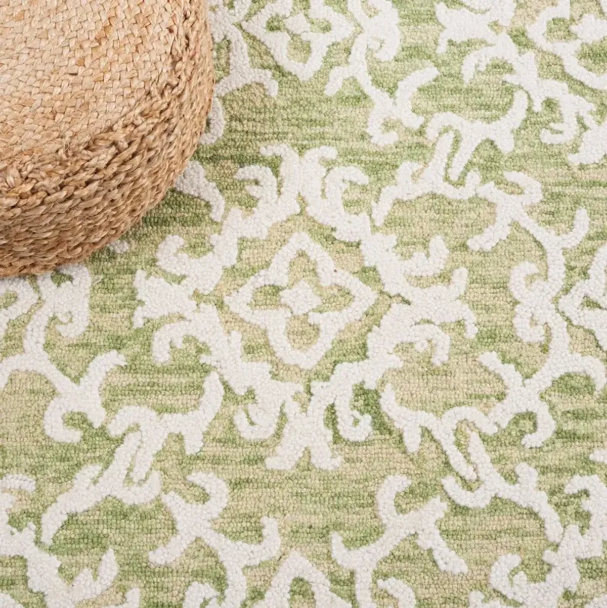 Calvin Hand Tufted Rug, Light Green/Ivory