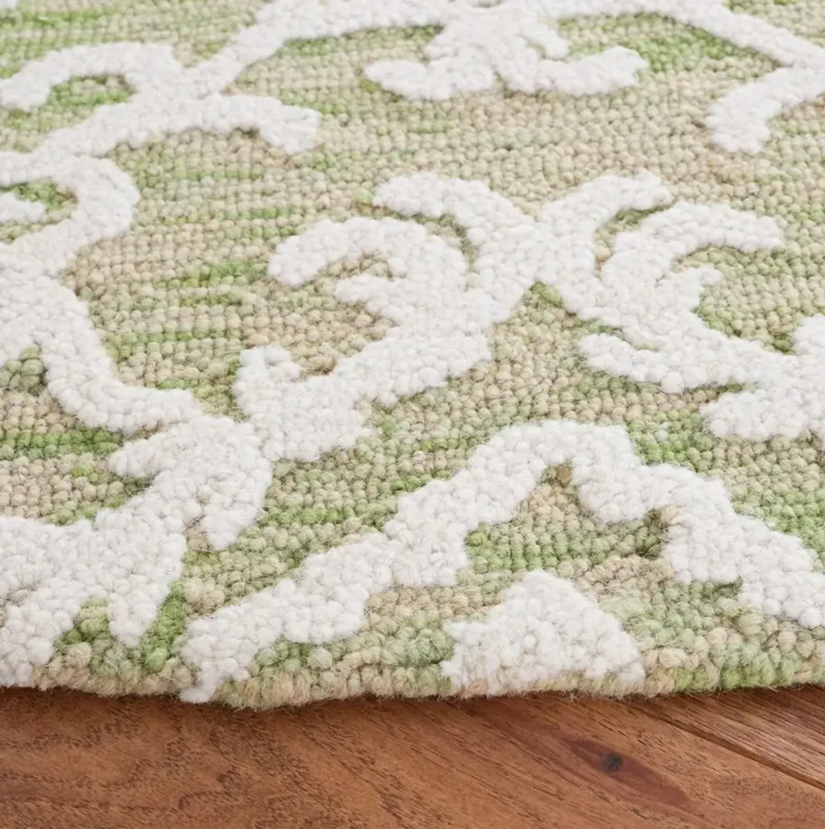 Calvin Hand Tufted Rug, Light Green/Ivory