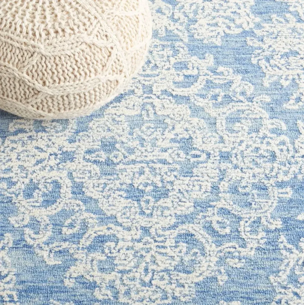 Emma Hand Tufted Rug, Ivory/Blue