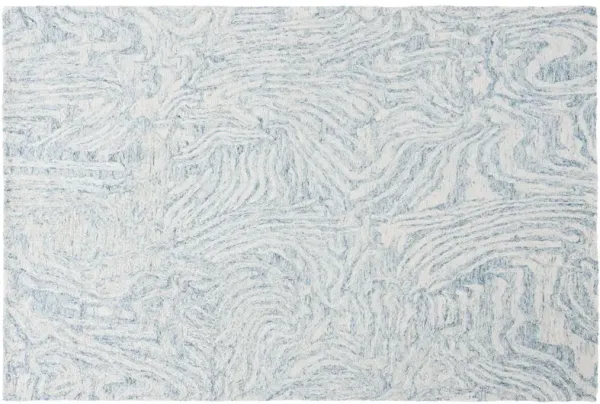 Loulou Hand Tufted Wool/Cotton Rug, Ivory/Light Blue