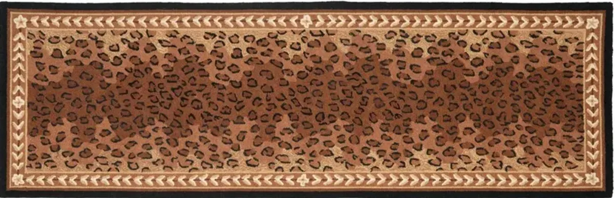 Jil Hand Hooked Rug, Black/Brown