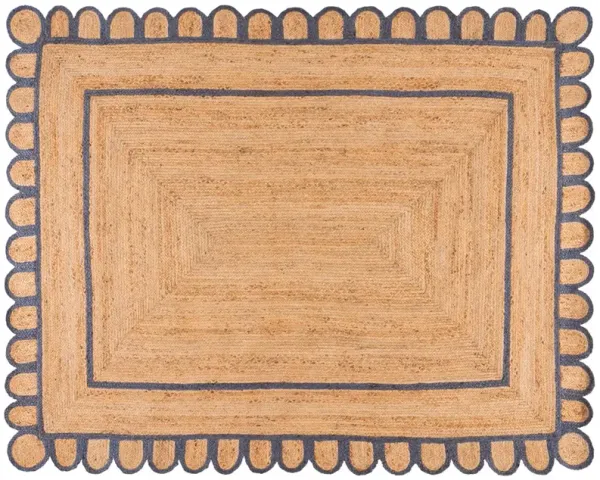 Caspar Hand Woven Jute Rug, Natural/Blue