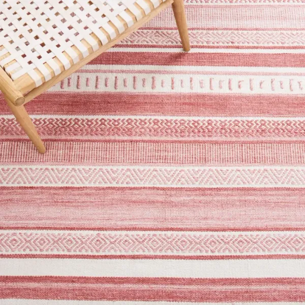 Striped Kilim Rug, Pink/Ivory