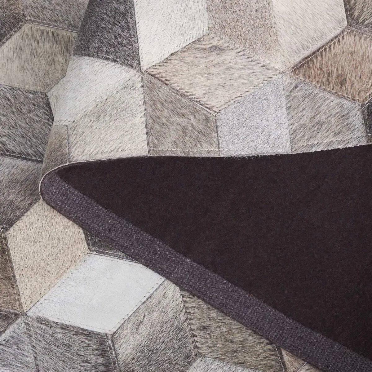 Bama Hand Woven Leather Rug, Grey/Light Brown
