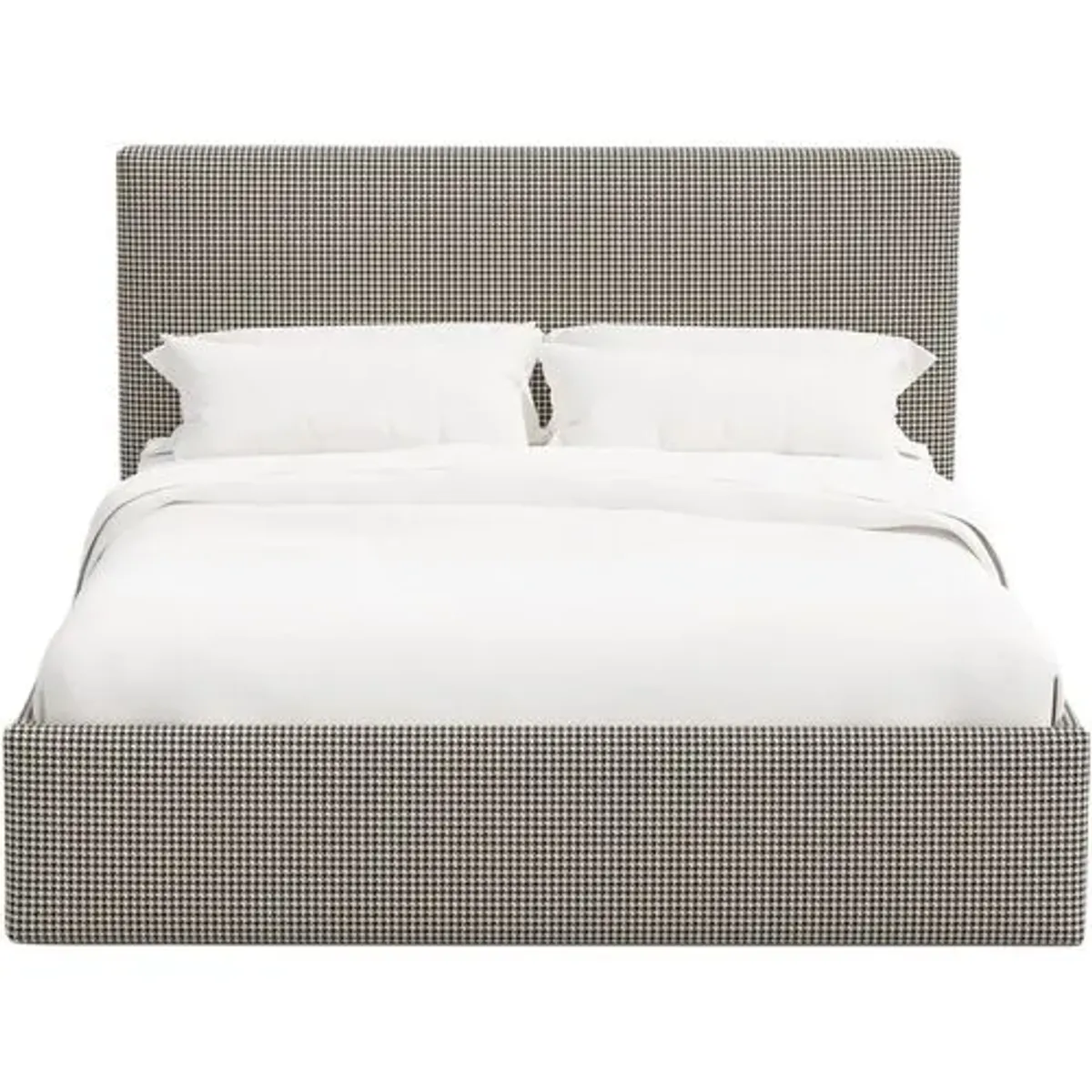 Solaro Square Low Platform Bed - Chunky Houndstooth - Handcrafted - Gray, Comfortable & Durable