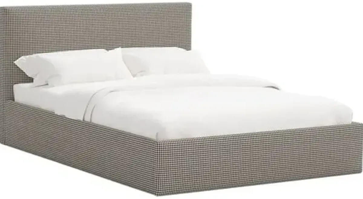 Solaro Square Low Platform Bed - Chunky Houndstooth - Handcrafted - Gray, Comfortable & Durable