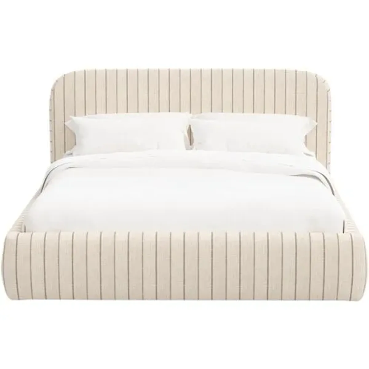Luma Platform Bed - Pinstripe - Handcrafted - Gray, Upholstered, Comfortable & Durable