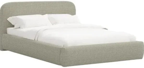 Luma Platform Bed - Chunky Houndstooth - Handcrafted - Green, Comfortable & Durable
