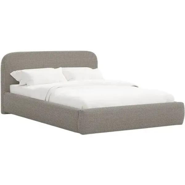 Luma Platform Bed - Chunky Houndstooth - Handcrafted - Gray, Comfortable & Durable