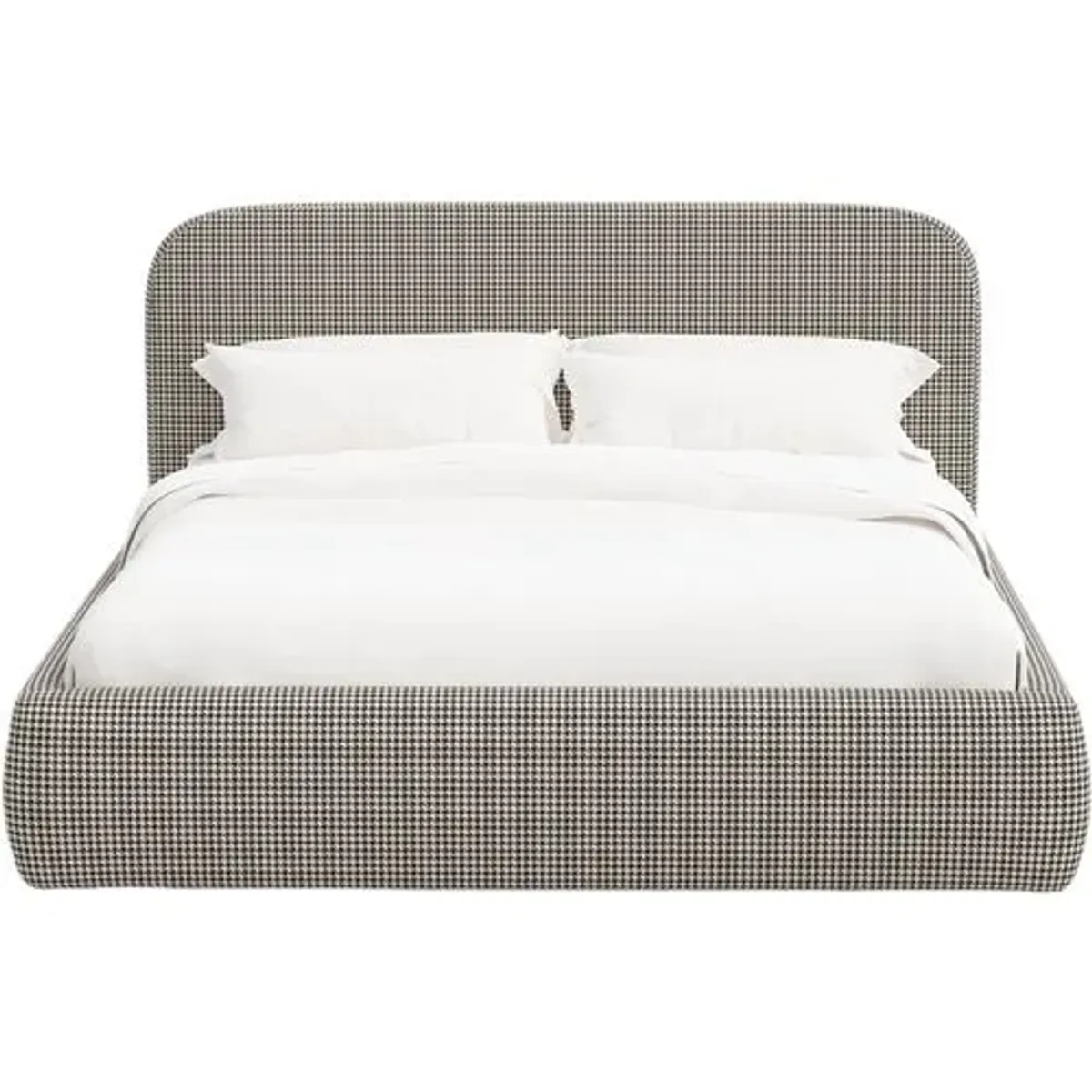 Luma Platform Bed - Chunky Houndstooth - Handcrafted - Gray, Comfortable & Durable