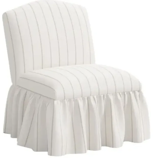 Maggie Ruffle Slipper Chair - Pinstripe - Handcrafted - Beige