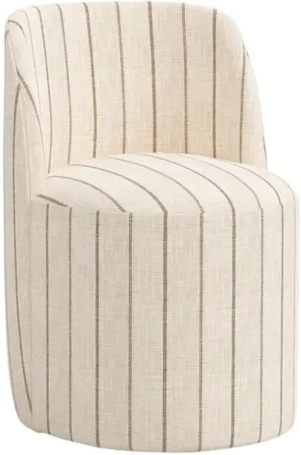 Cora Swivel Dining Side Chair - Pinstripe - Handcrafted - Gray