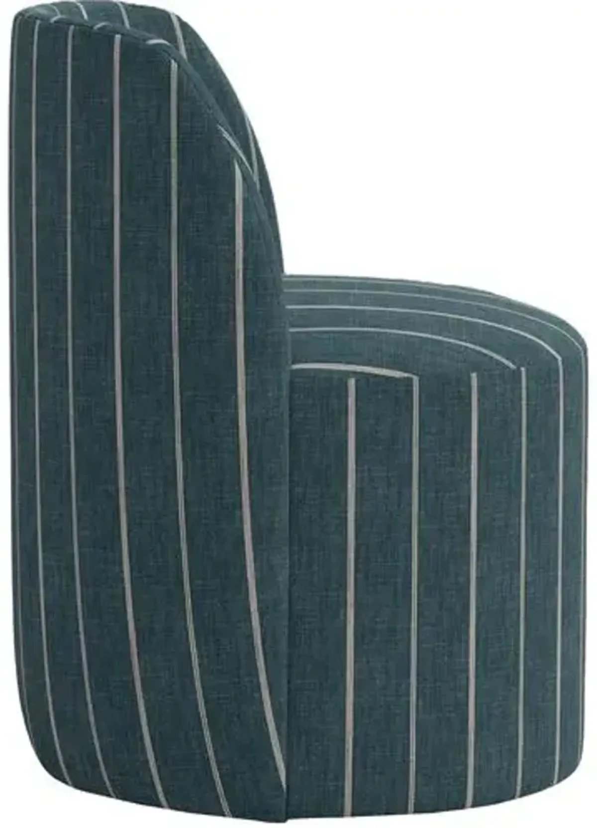 Cora Swivel Dining Side Chair - Pinstripe - Handcrafted - Blue