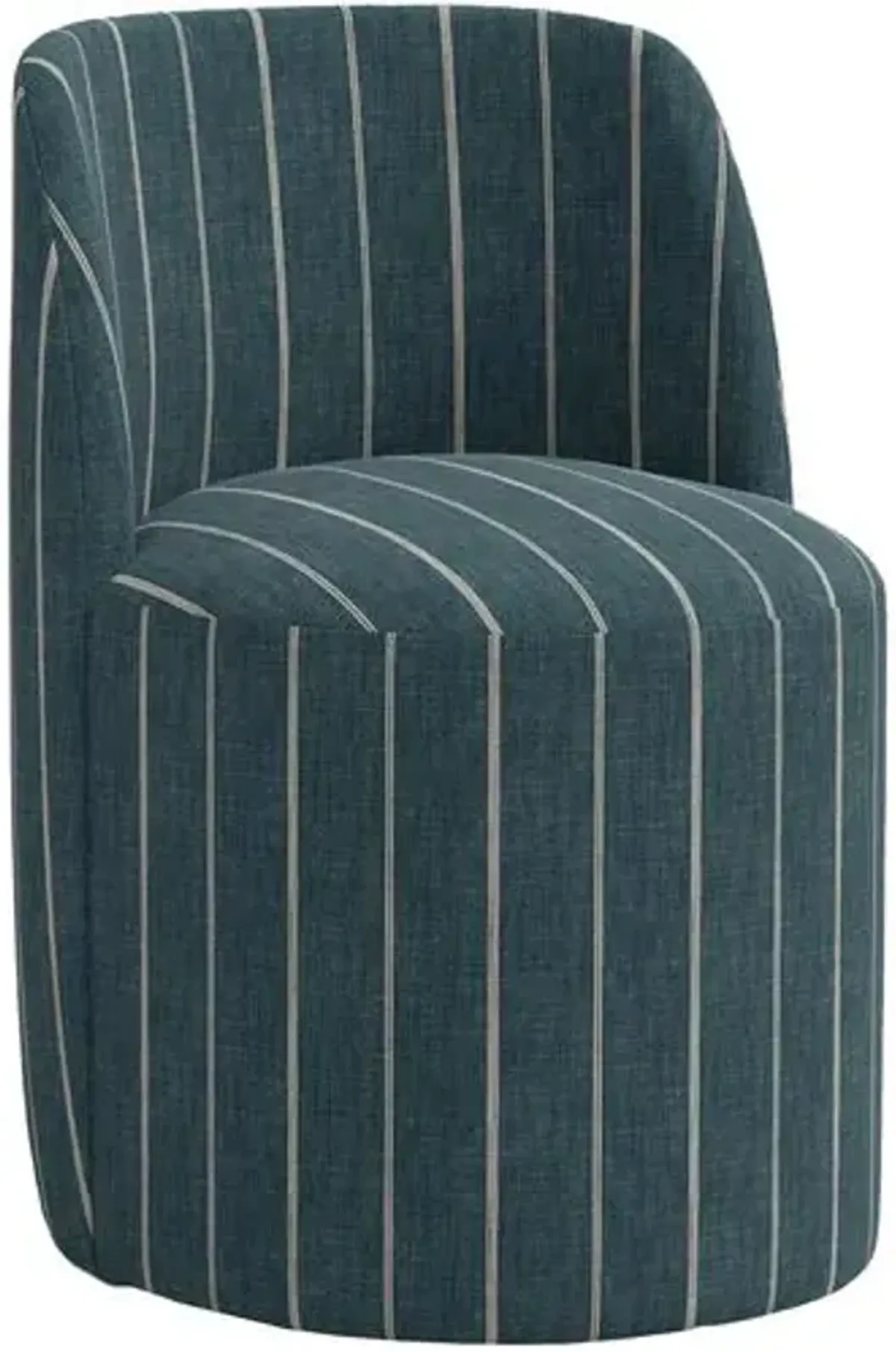 Cora Swivel Dining Side Chair - Pinstripe - Handcrafted - Blue