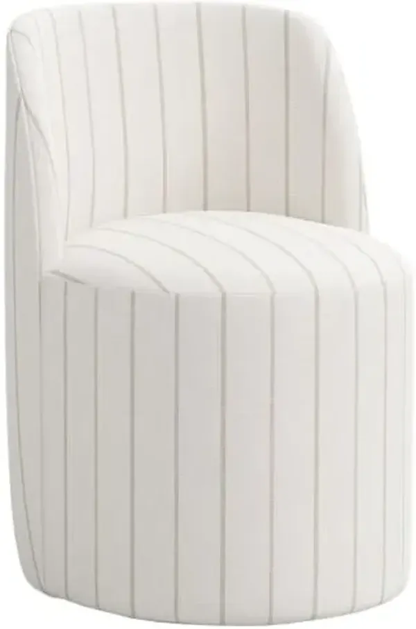 Cora Swivel Dining Side Chair - Pinstripe - Handcrafted - Beige