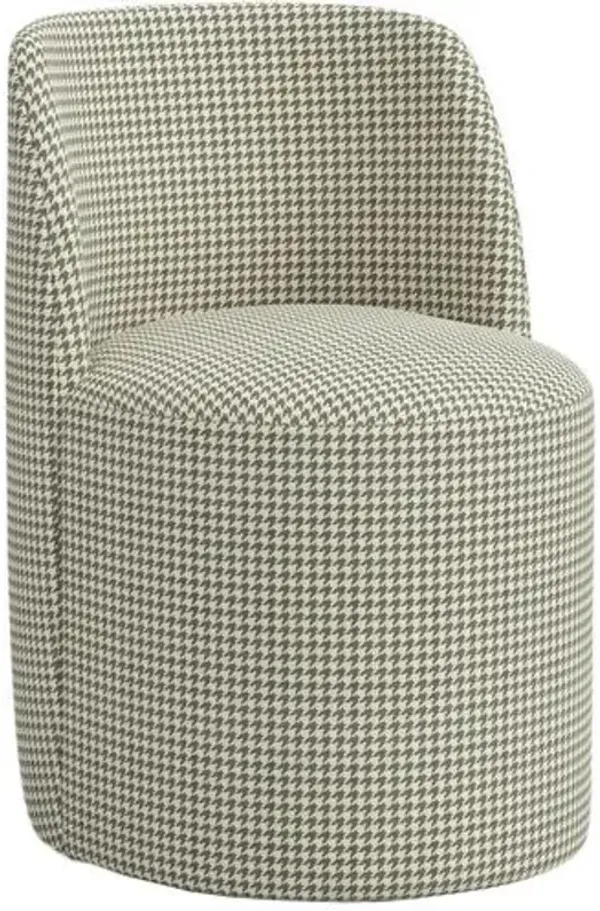 Cora Swivel Dining Side Chair - Chunky Houndstooth - Handcrafted - Green