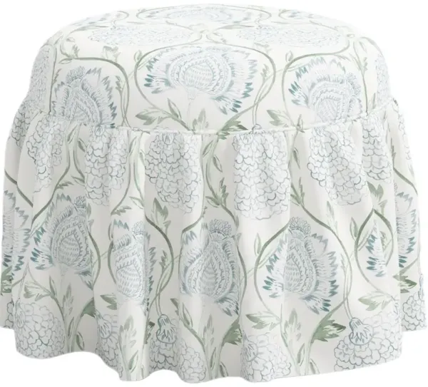 Maggie Ruffle Skirted Ottoman, Ranjit Floral