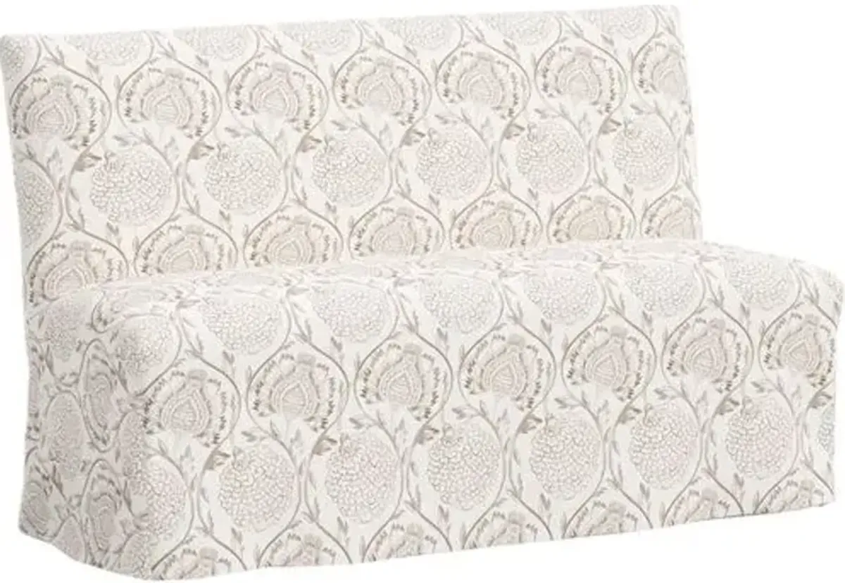 Edith Slipcover Dining Banquette - Ranjit Floral - Brown