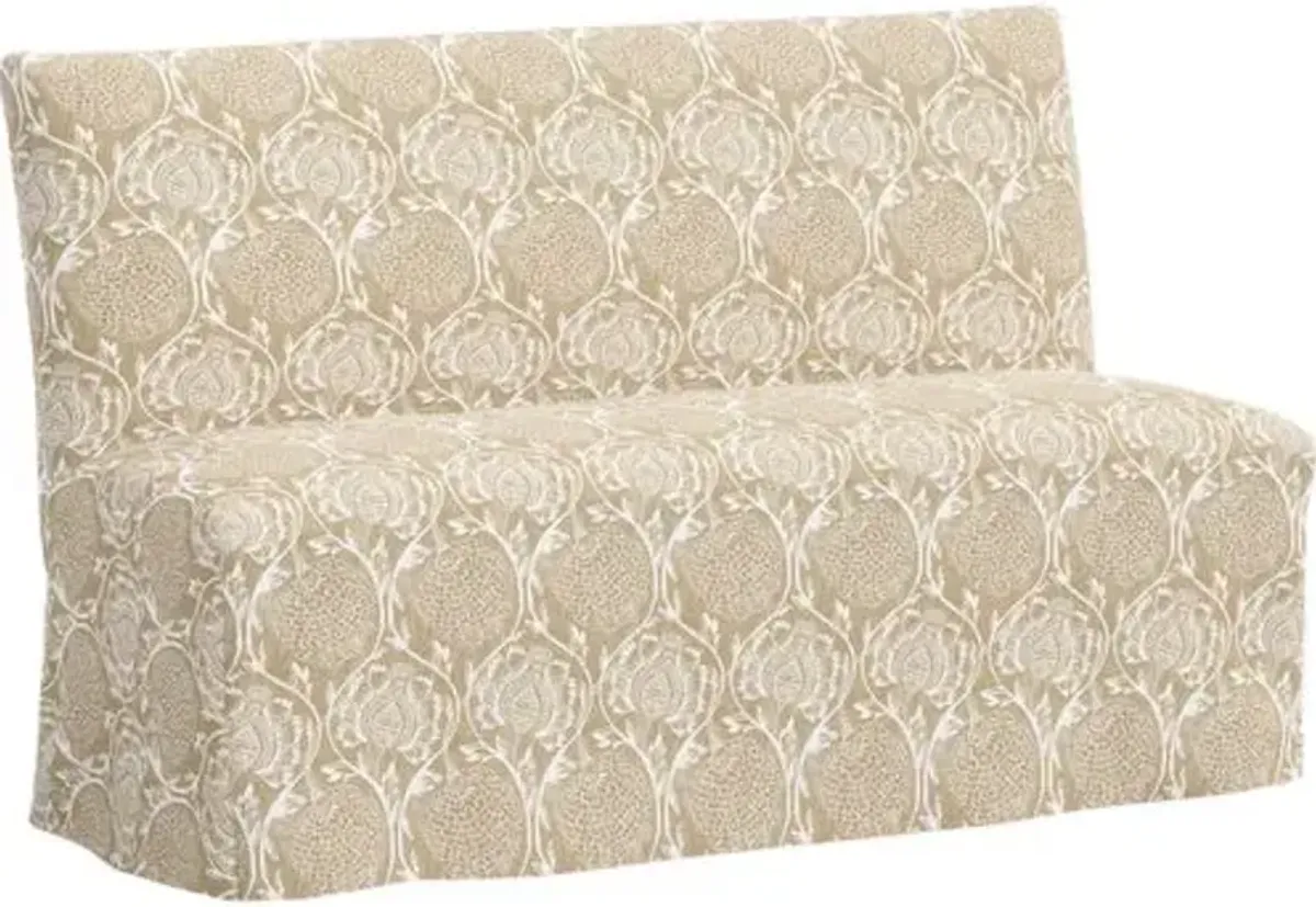 Edith Slipcover Dining Banquette - Ranjit Floral - Beige
