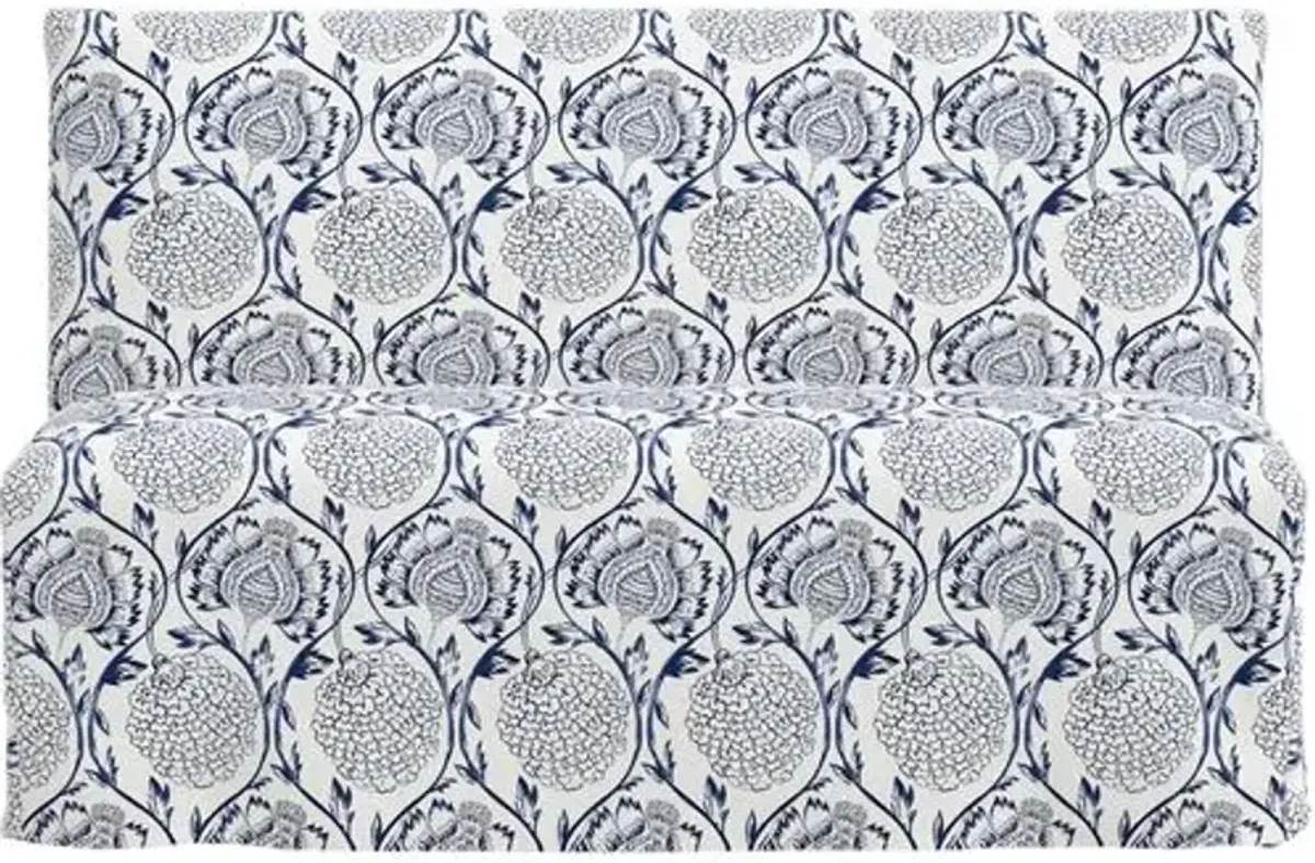 Edith Slipcover Dining Banquette - Ranjit Floral - Blue