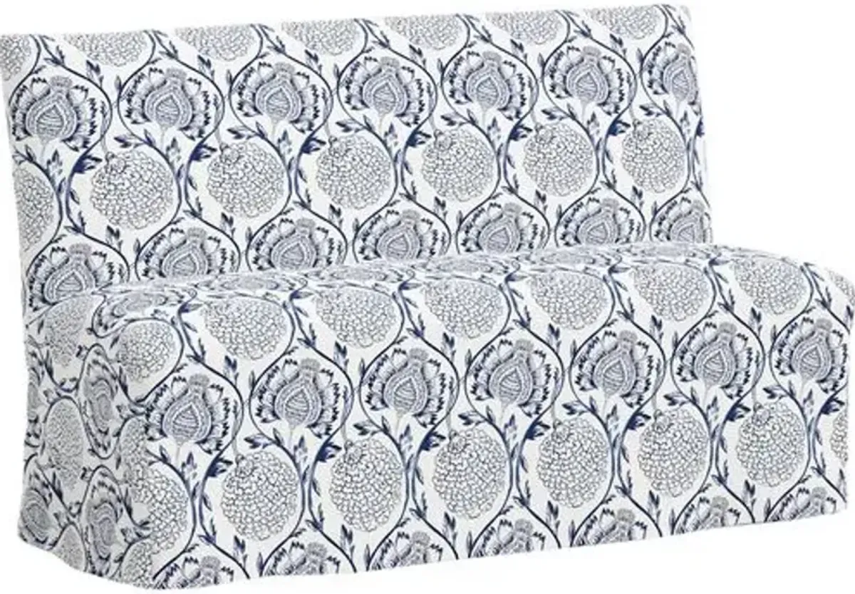 Edith Slipcover Dining Banquette - Ranjit Floral - Blue