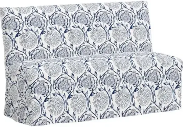 Edith Slipcover Dining Banquette - Ranjit Floral - Blue