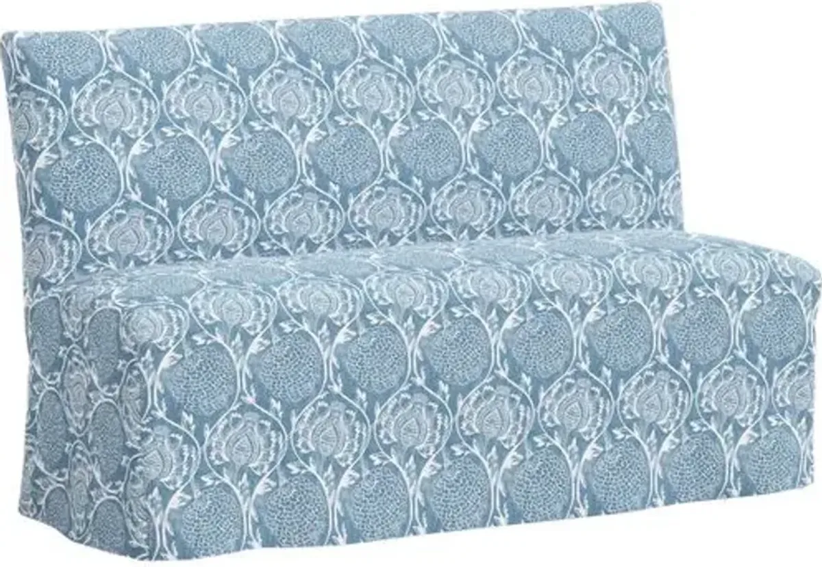 Edith Slipcover Dining Banquette - Ranjit Floral - Blue