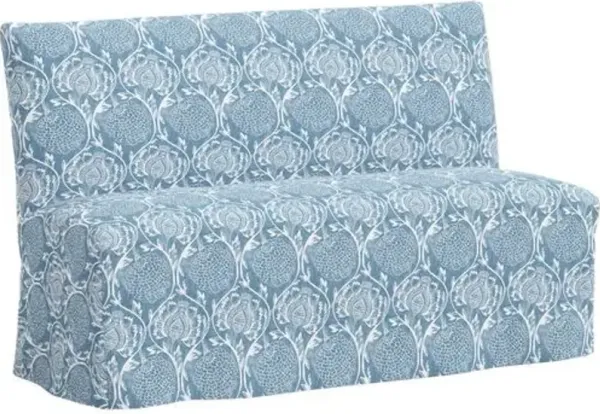 Edith Slipcover Dining Banquette - Ranjit Floral - Blue