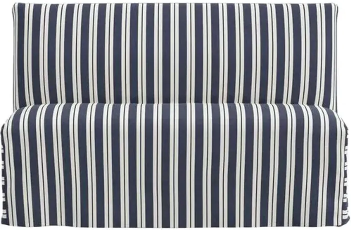 Edith Slipcover Dining Banquette - Harrison Stripe - Blue