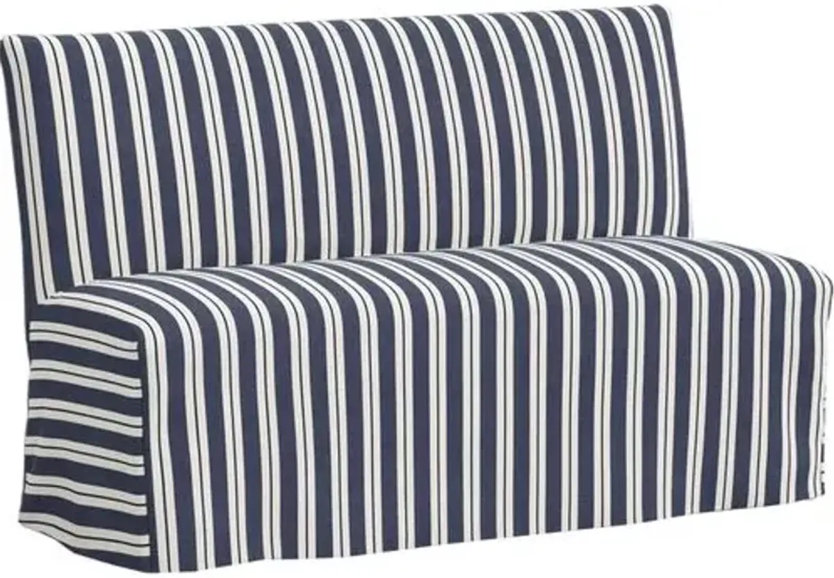 Edith Slipcover Dining Banquette - Harrison Stripe - Blue