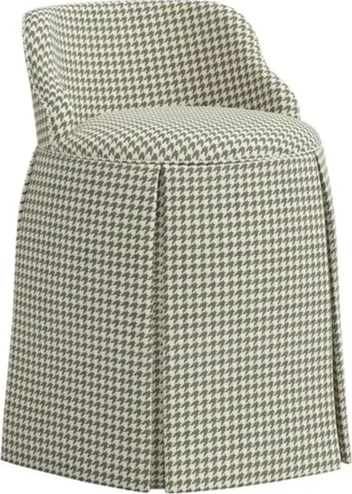 Addie Skirted Vanity Chair - Chunky Houndstooth - Green