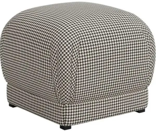 Benton Ottoman - Chunky Houndstooth - Handcrafted - Gray
