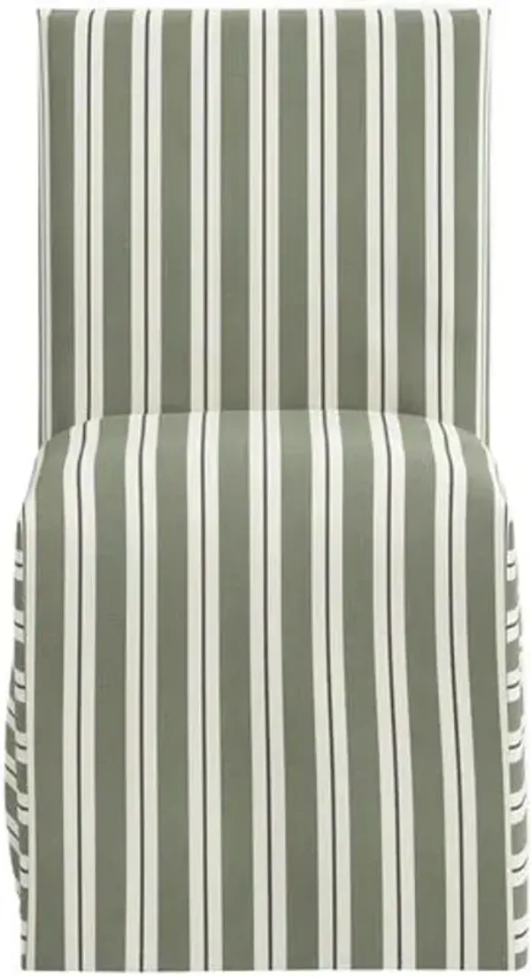 Edith Slipcover Dining Side Chair - Harrison Stripe - Green