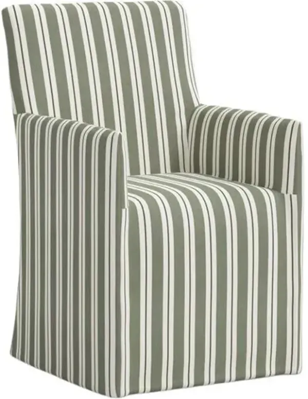 Edith Slipcover Dining Armchair - Harrison Stripe - Green