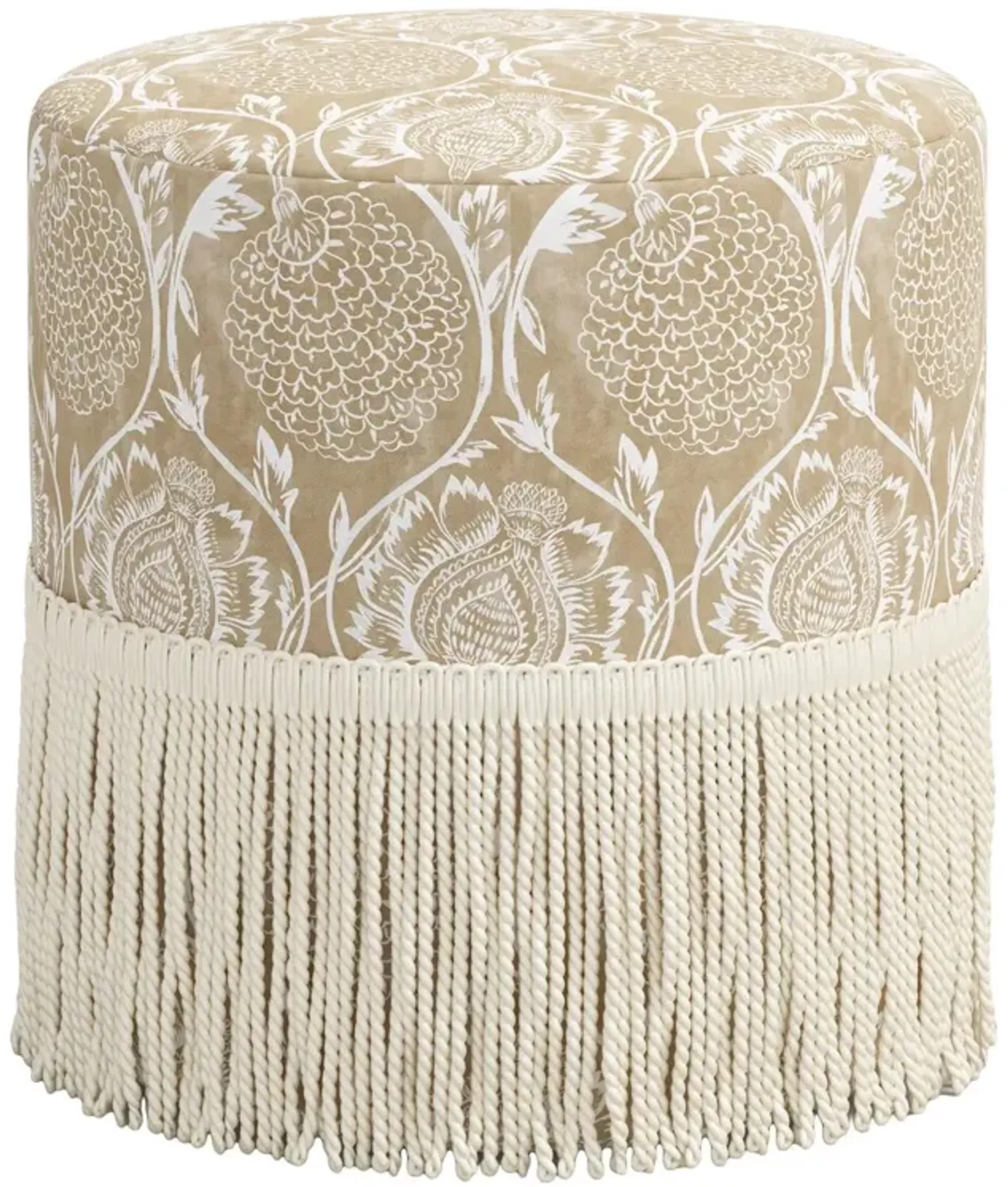 Abigail Fringe Ottoman, Ranjit Floral